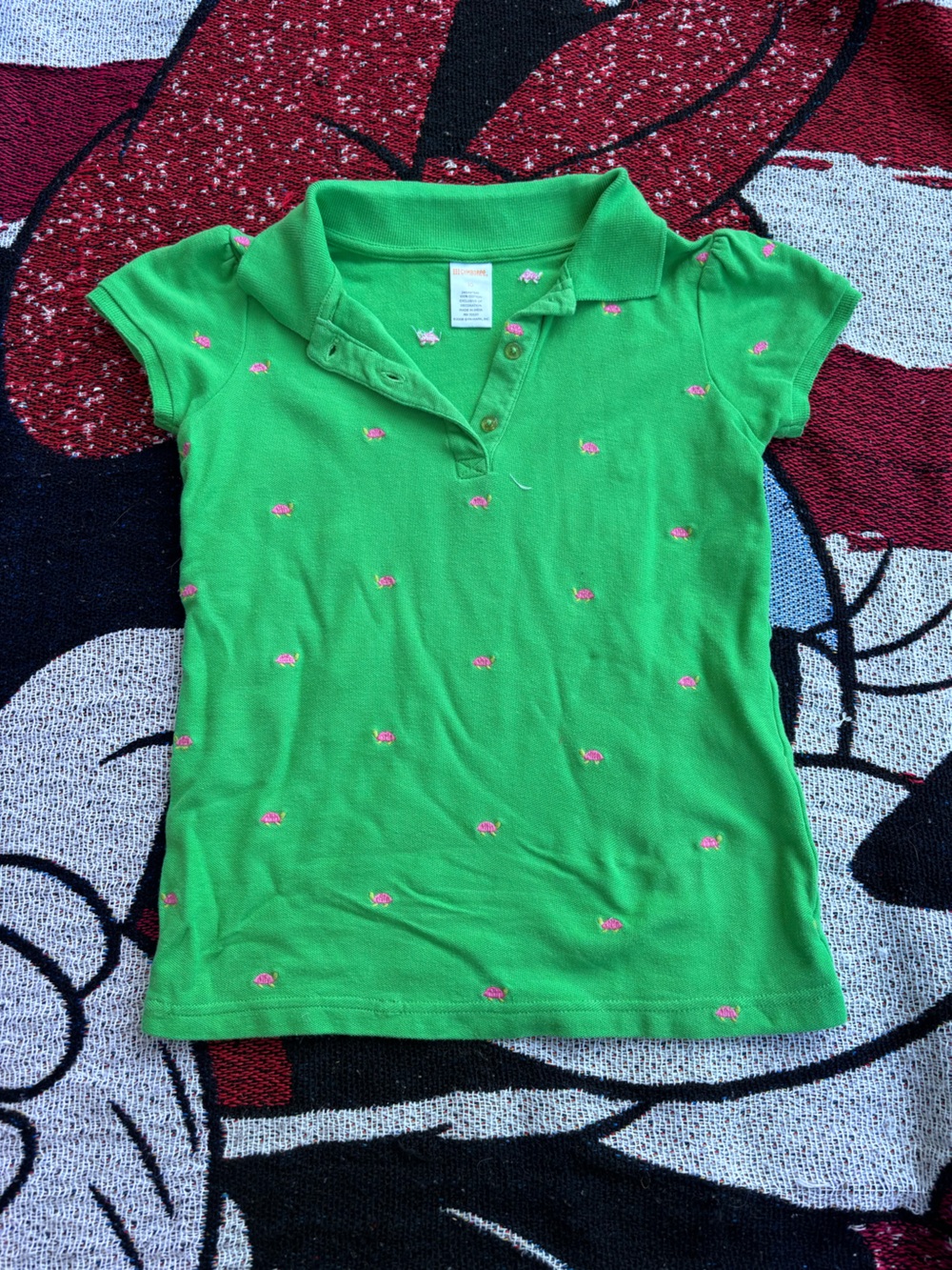 GYMBOREE GREEN EMBROIDERED TURTLE POLO SHIRT SIZE GIRLS 10